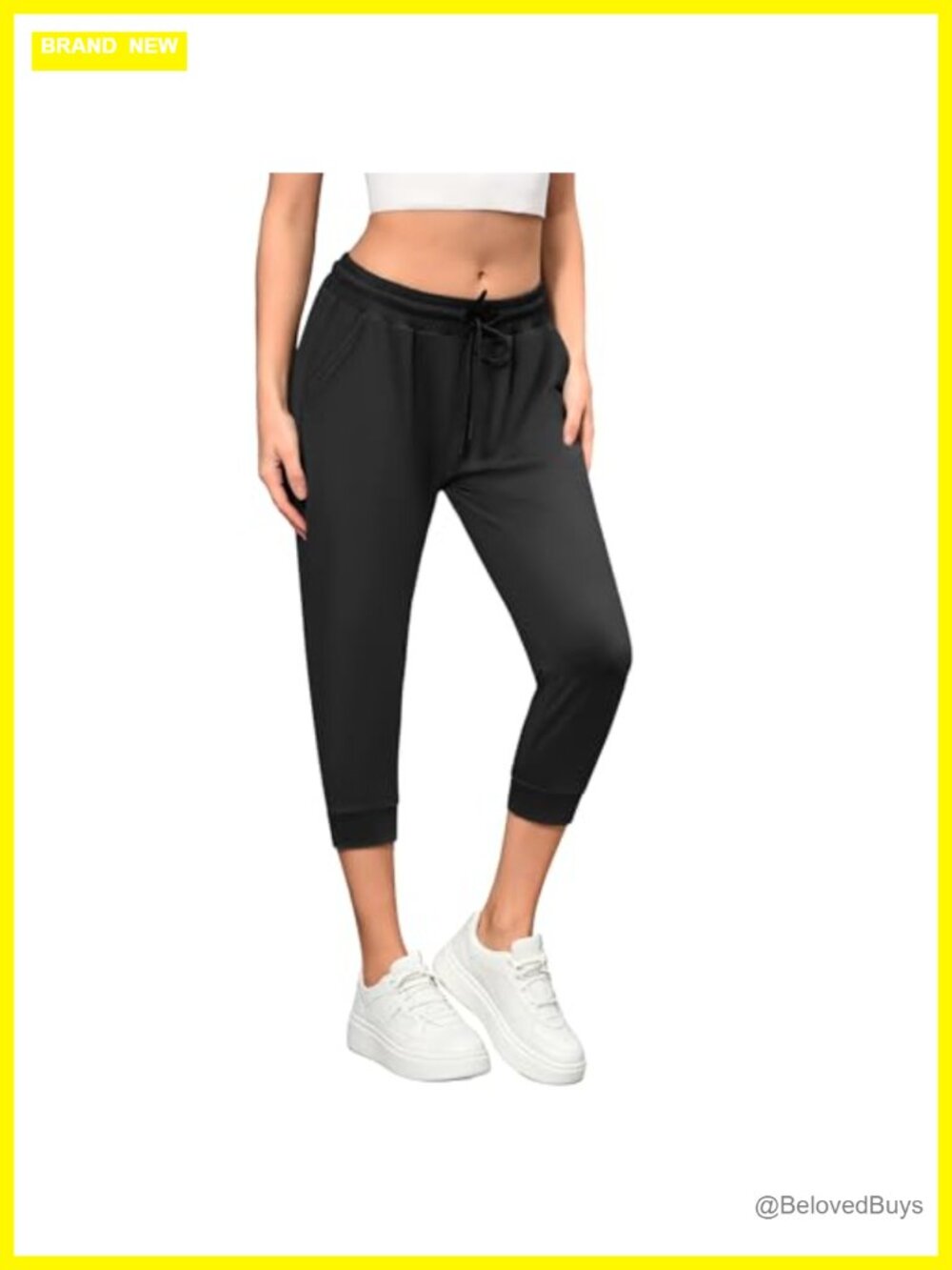 Women's Capri Joggers Pockets Drawstring Sweatpants Yoga Lounge